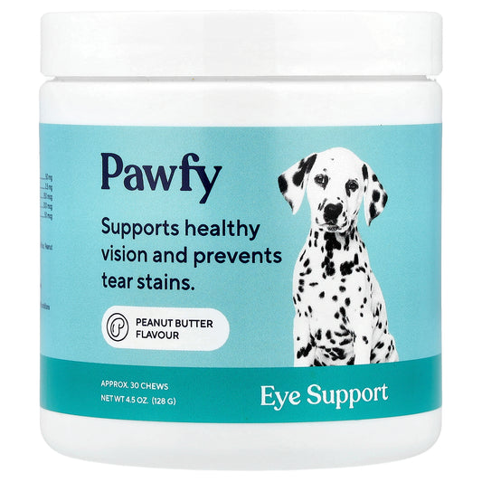 Pawfy, Eye Support, For Dogs, 6 Months+, Peanut Butter, 30 Chews, 4.5 oz (128 g)