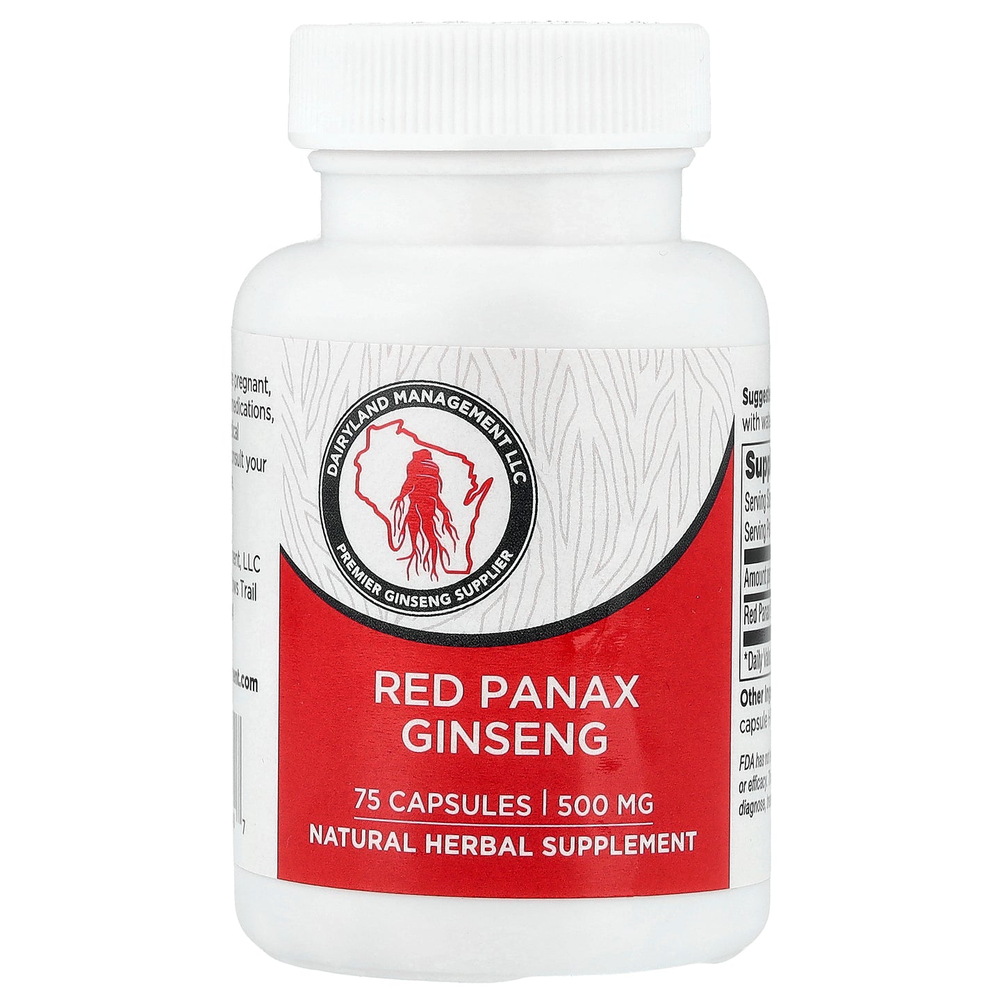 Dairyland Ginseng, Red Panax Ginseng, 500 mg, 75 Capsules