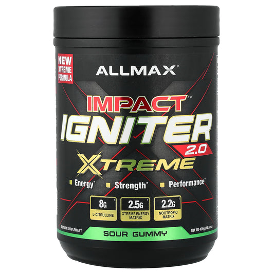ALLMAX, Impact™ Igniter Xtreme 2.0, Sour Gummy, 14.82 oz (420 g)