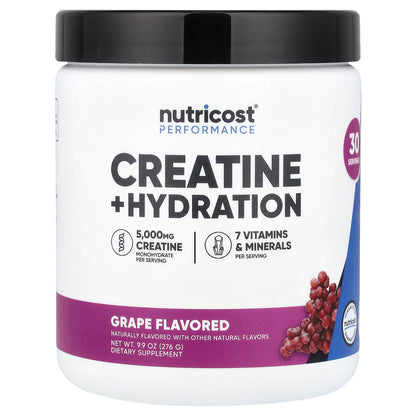 Nutricost, Performance, Creatine + Hydration, Grape, 9.9 oz (276 g)