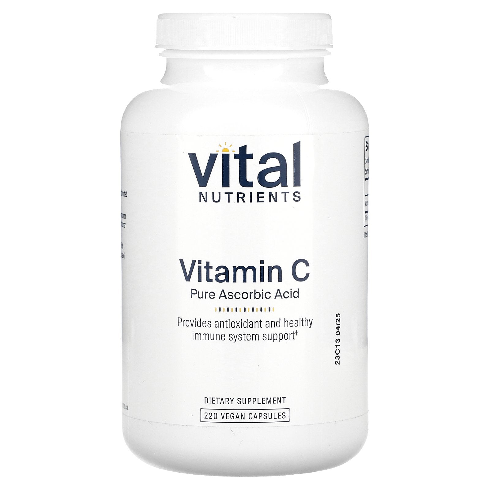 Vital Nutrients, Vitamin C Pure Ascorbic Acid, 220 Vegan Capsules