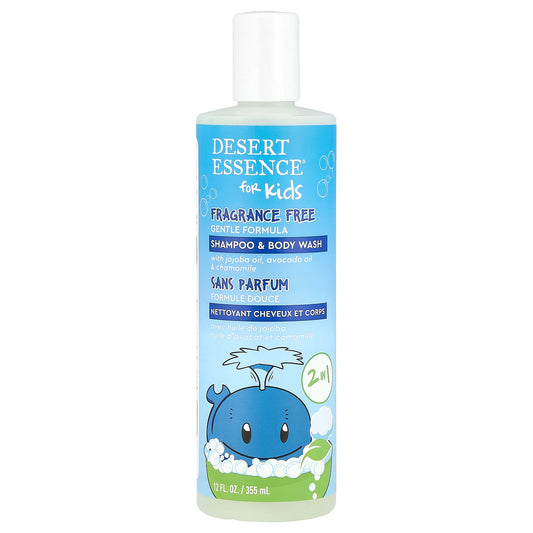 Desert Essence, Kids, Shampoo & Body Wash, Fragrance Free, 12 fl oz (355 ml)