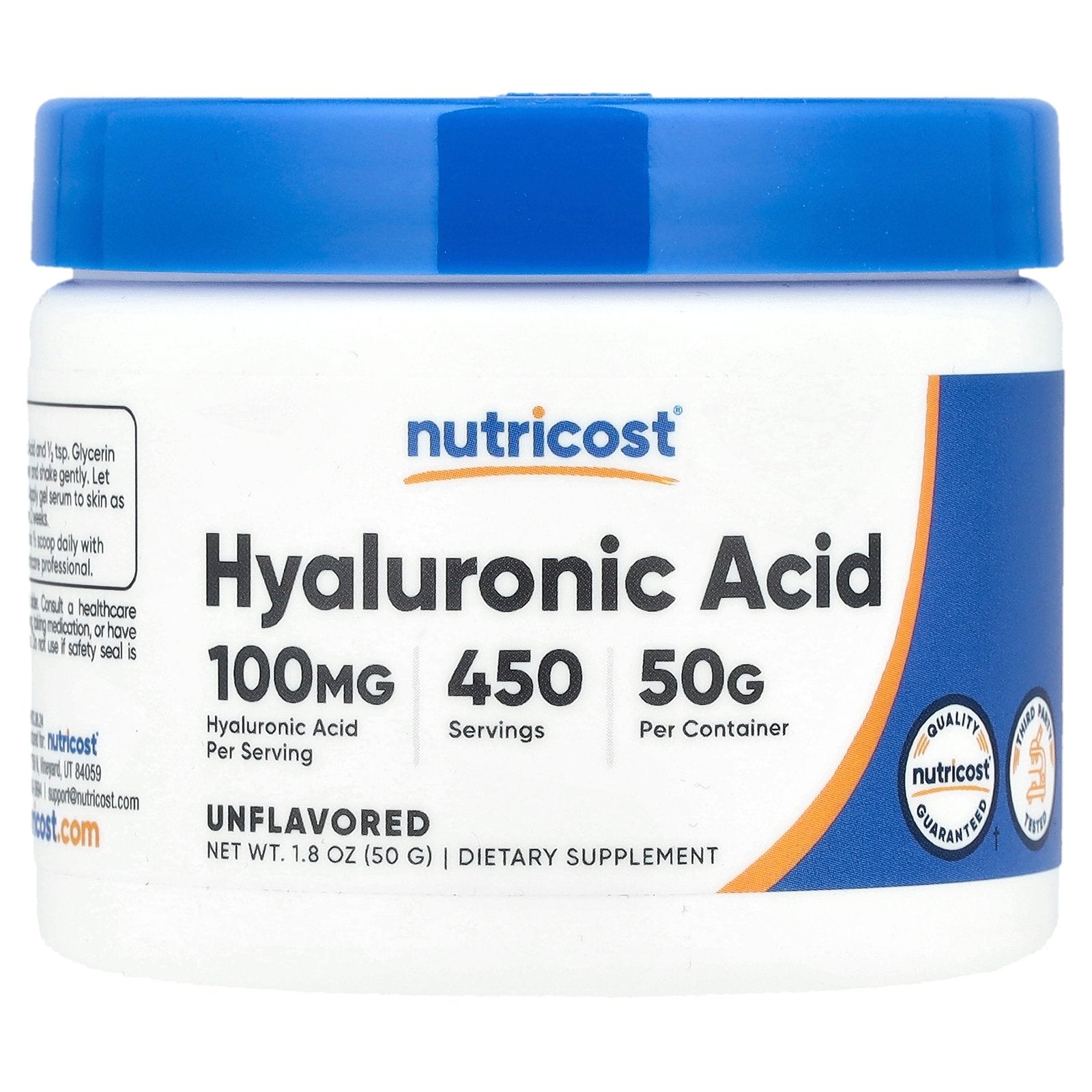 Nutricost, Hyaluronic Acid, Unflavored, 1.8 oz (50 g)