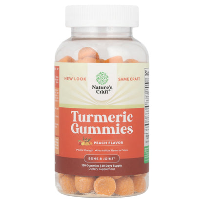 Nature's Craft, Turmeric Gummies, Peach, 120 Gummies