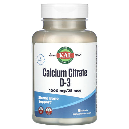 KAL, Calcium Citrate D-3, 90 Tablets