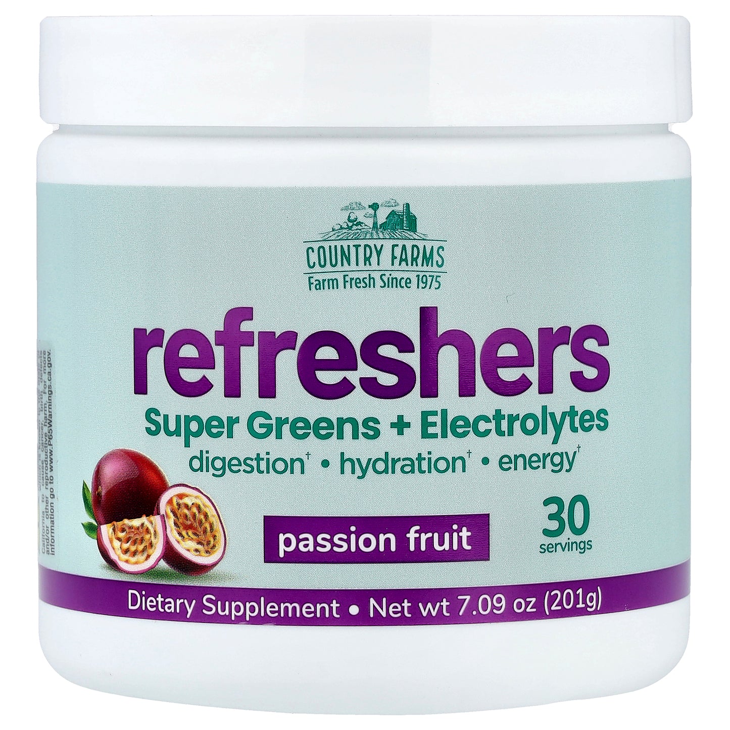 Country Farms, Refreshers, Super Greens + Electrolytes, Passion Fruit, 7.09 oz (201 g)