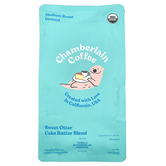 Chamberlain Coffee, Sweet Otter Cake Batter Blend, Ground, Medium Roast, 12 oz (340 g)