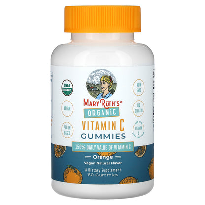 MaryRuth's, Organic Vitamin C Gummies, Orange, 60 Gummies (45 mg per Gummy)