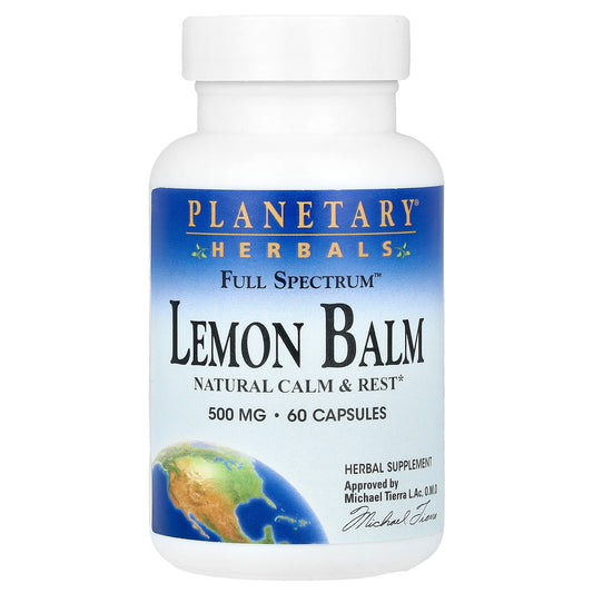 Planetary Herbals, Full Spectrum™ Lemon Balm, 1,000 mg, 60 Capsules (500 mg per Capsule)