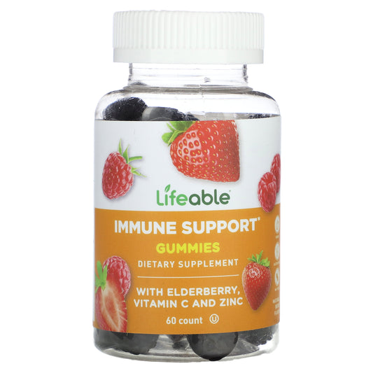 Lifeable, Immune Support Gummies with Elderberry, Vitamin C and Zinc, Berry, 60 Gummies