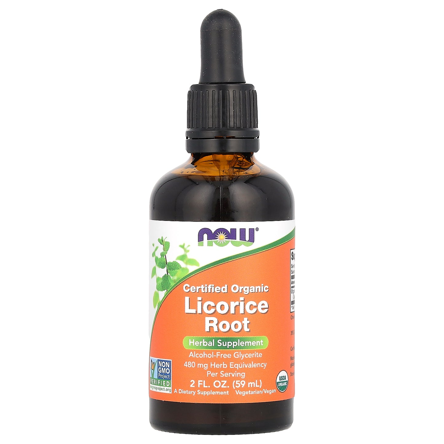 NOW Foods, Certified Organic Licorice Root, 480 mg, 2 fl oz (59 ml)