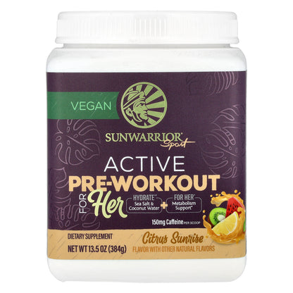 Sunwarrior, Sport, Active Pre-Workout For Her, Citrus Sunrise, 13.5 oz (384 g)