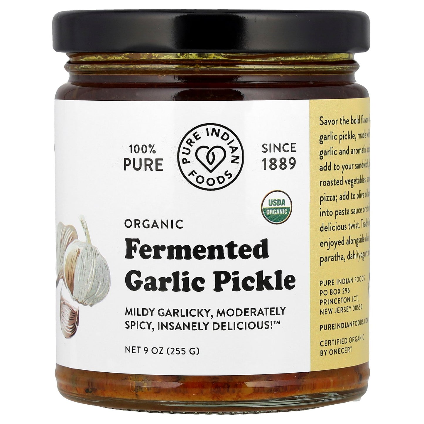 Pure Indian Foods, Organic Fermented Garlic Pickle, 9 oz (255 g)