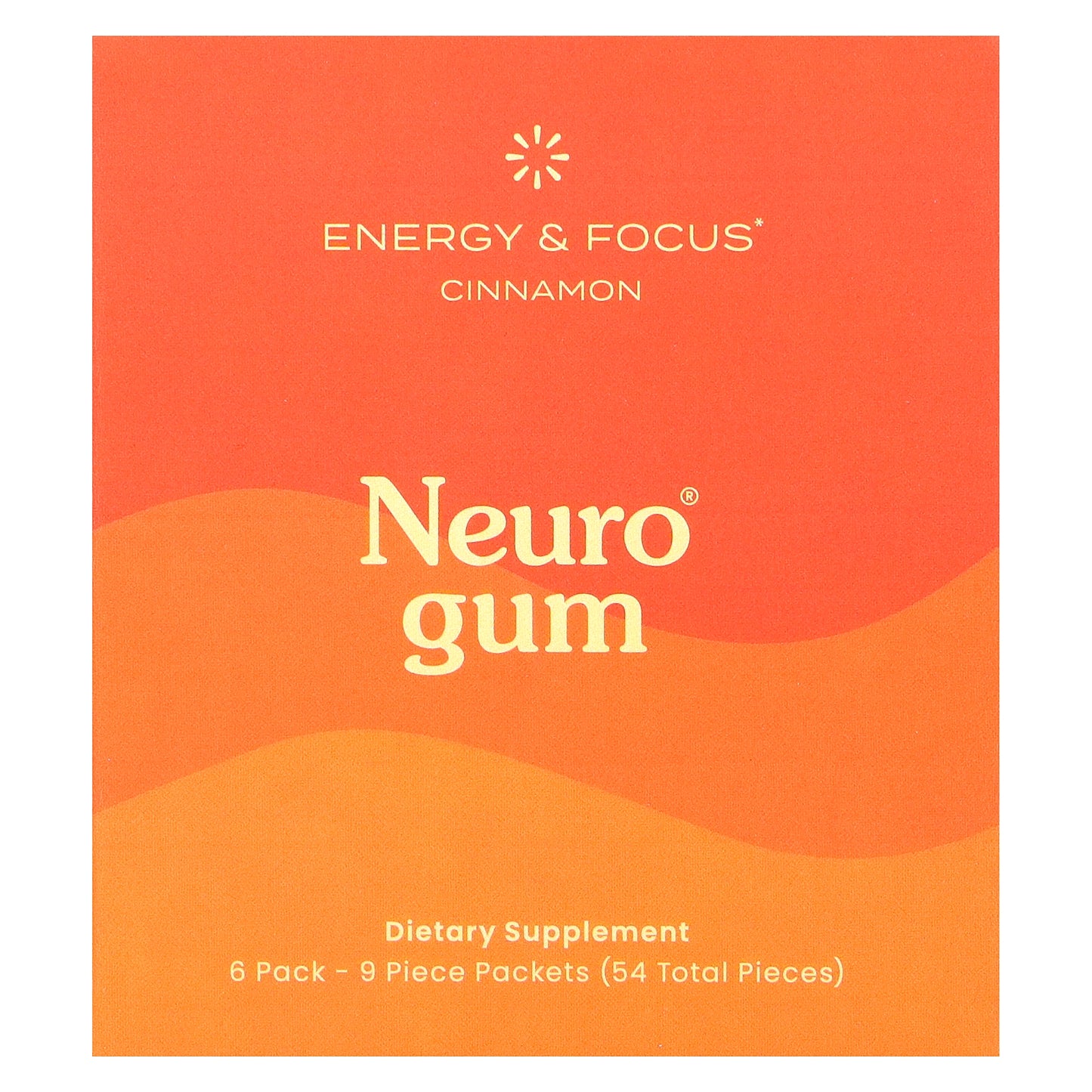 NeuroGum, Energy & Focus, Cinnamon, 6 Packs, 9 Pieces Each