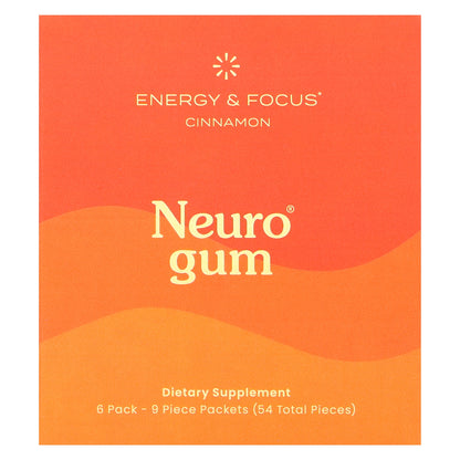 NeuroGum, Energy & Focus, Cinnamon, 6 Packs, 9 Pieces Each