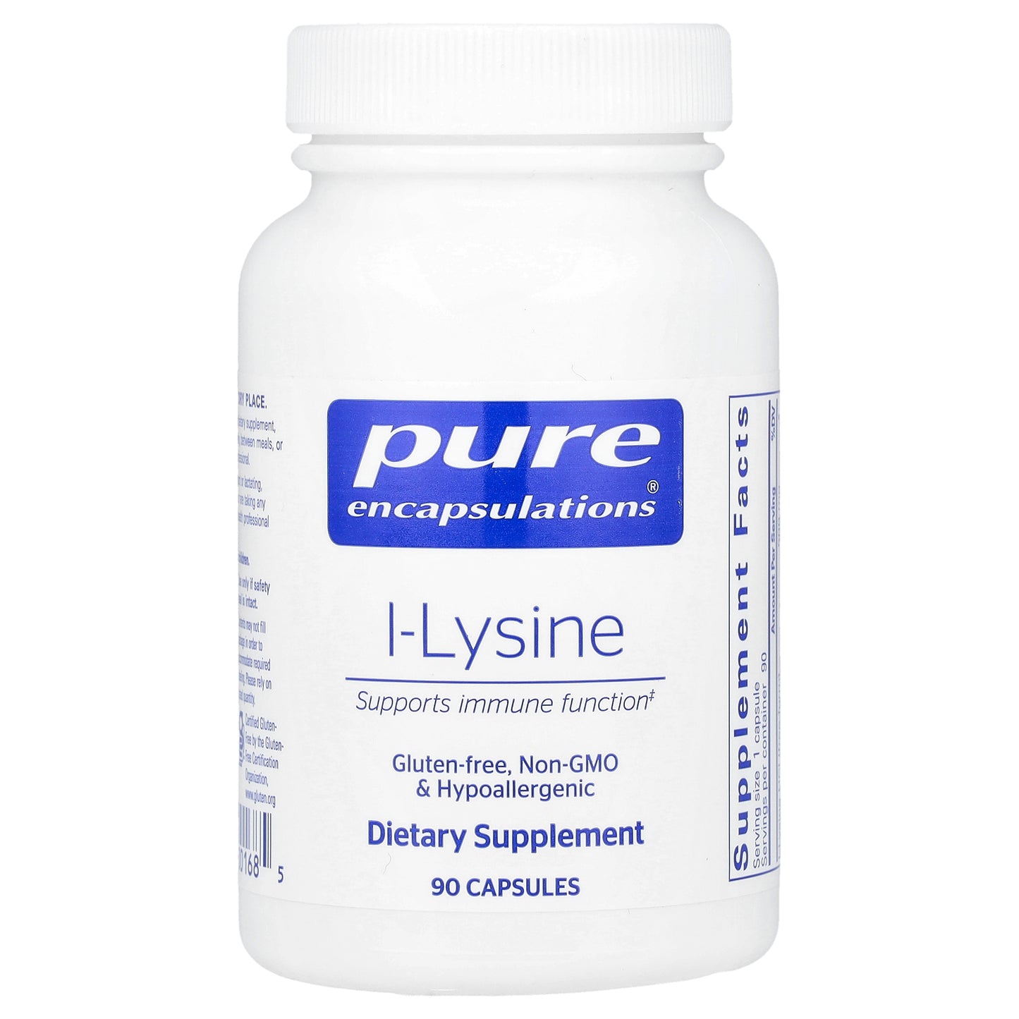 Pure Encapsulations, L-Lysine, 90 Capsules (500 mg per Capsule)