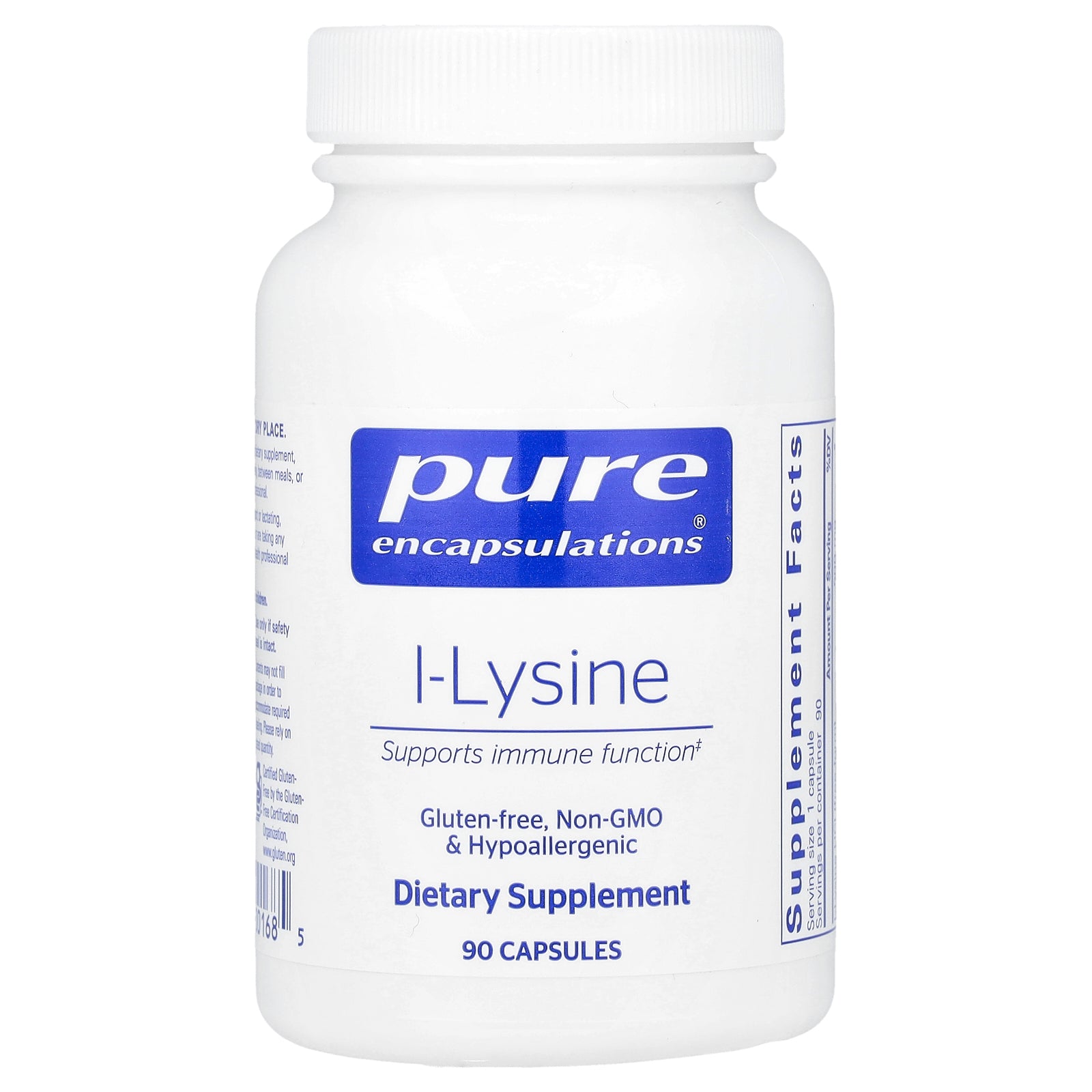 Pure Encapsulations, L-Lysine, 90 Capsules (500 mg per Capsule)