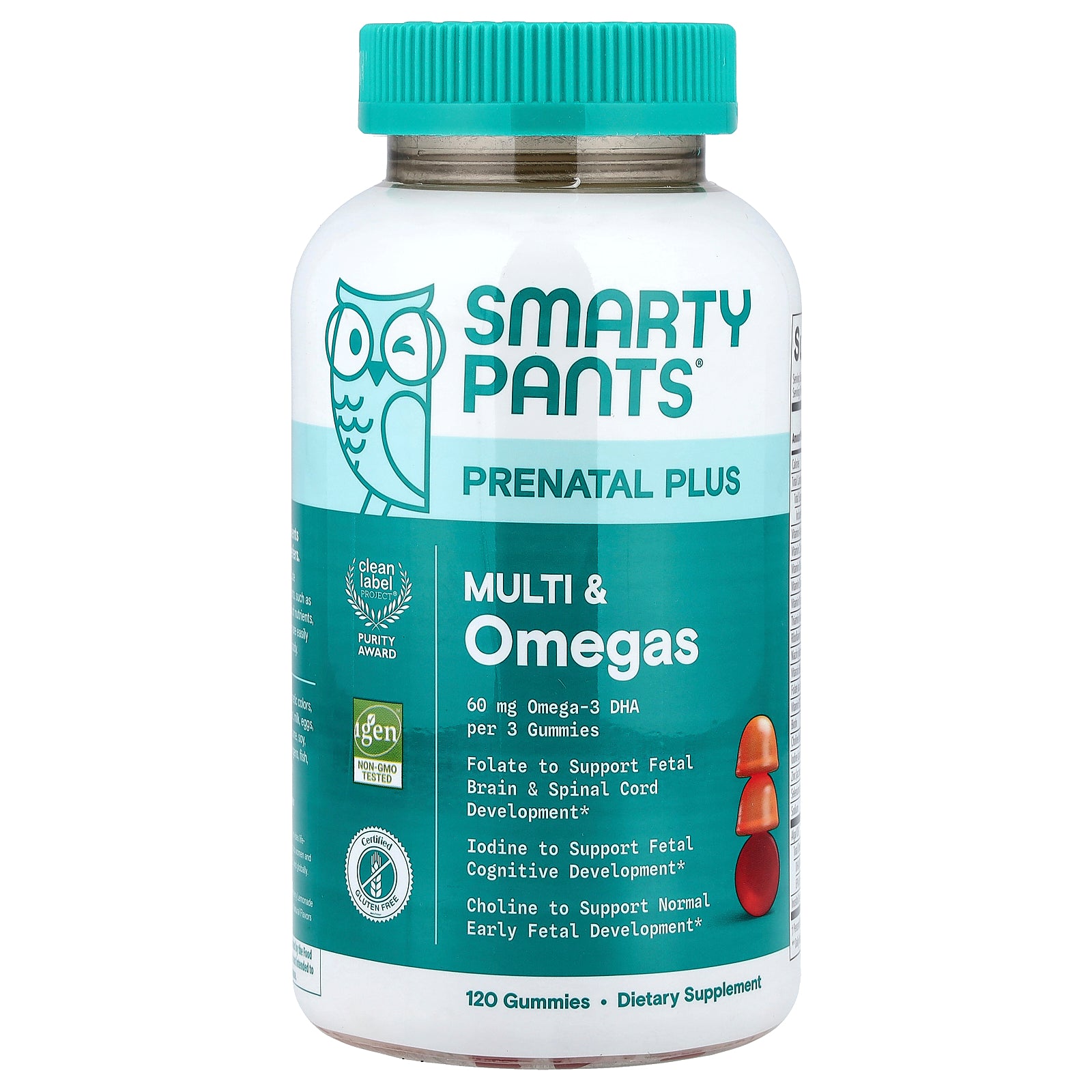 SmartyPants, Prenatal Plus, Multi & Omegas Gummies, Orange and Strawberry Lemonade, 120 Gummies
