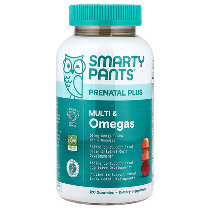 SmartyPants, Prenatal Plus, Multi & Omegas Gummies, Orange and Strawberry Lemonade, 120 Gummies