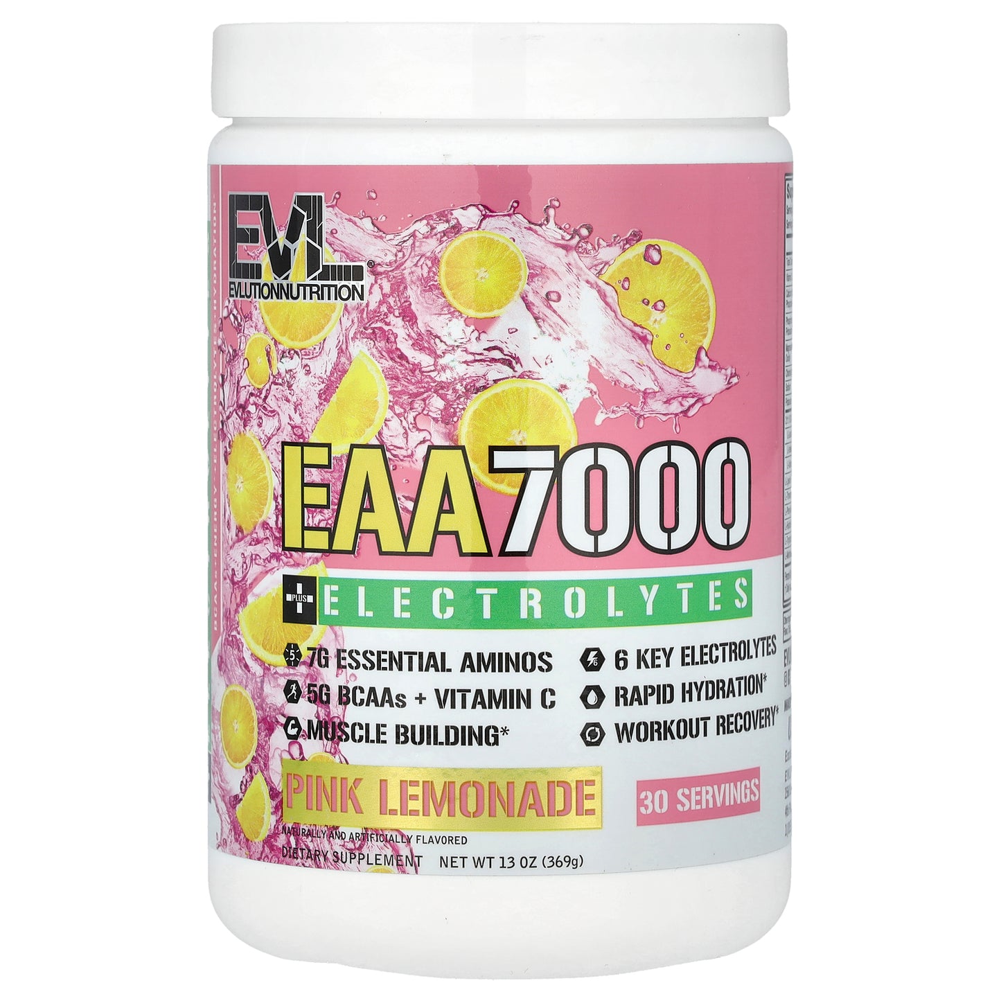 EVLution Nutrition, EAA 7000 + Electrolytes, Pink Lemonade, 13 oz (369 g)