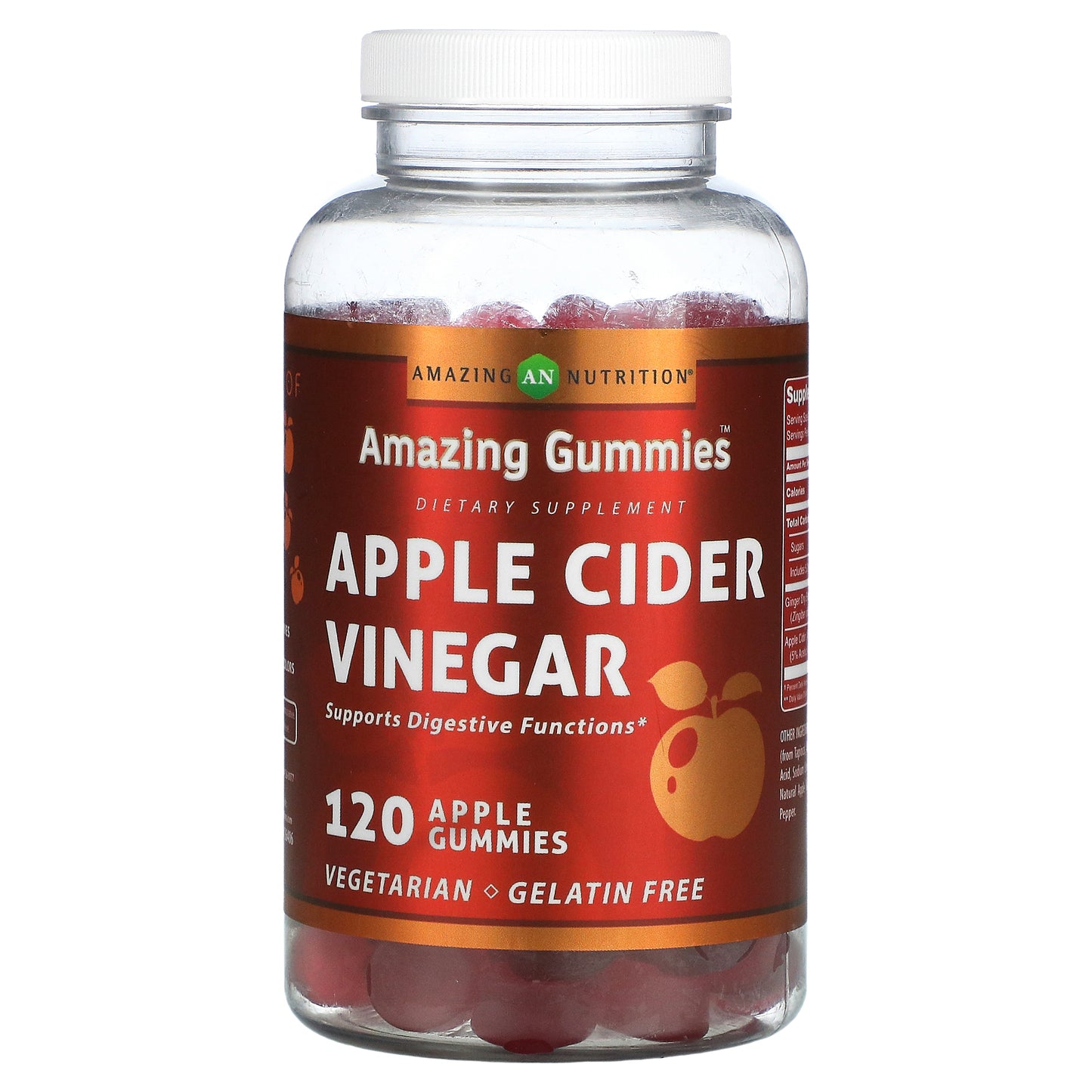 Amazing Nutrition, Amazing Gummies, Apple Cider Vinegar, Apple, 120 Gummies