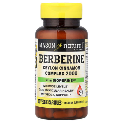Mason Natural, Berberine with BioPerine®, 60 Veggie Capsules