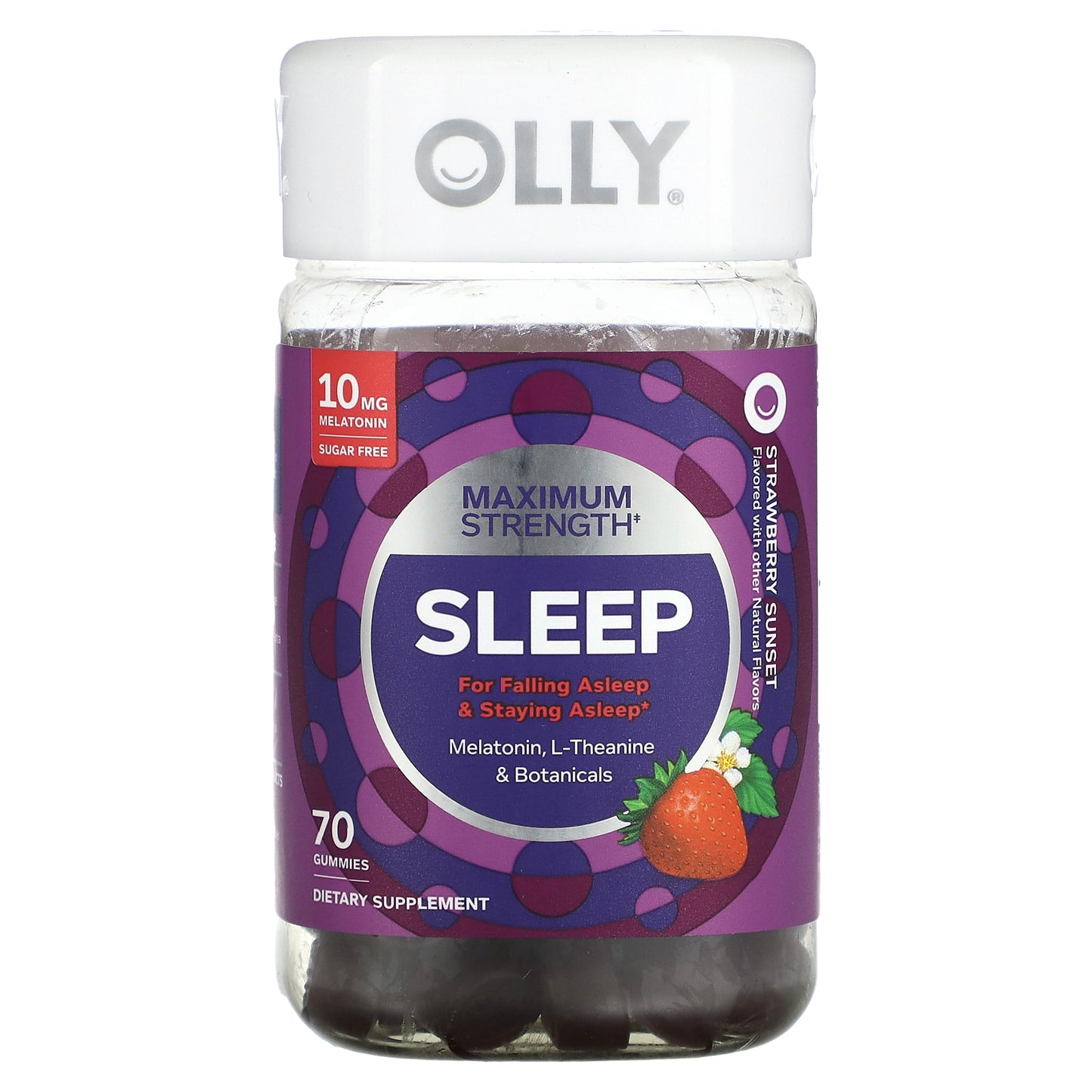 OLLY, Sleep Gummies, Maximum Strength, Sugar Free, Strawberry Sunset, 5 mg, 70 Gummies