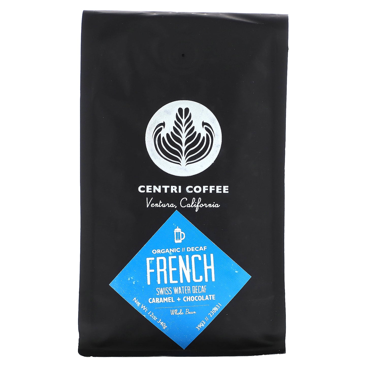 Centri Coffee, Centri Coffee, Organic French, Whole Bean, Decaf, 12 oz (340 g)