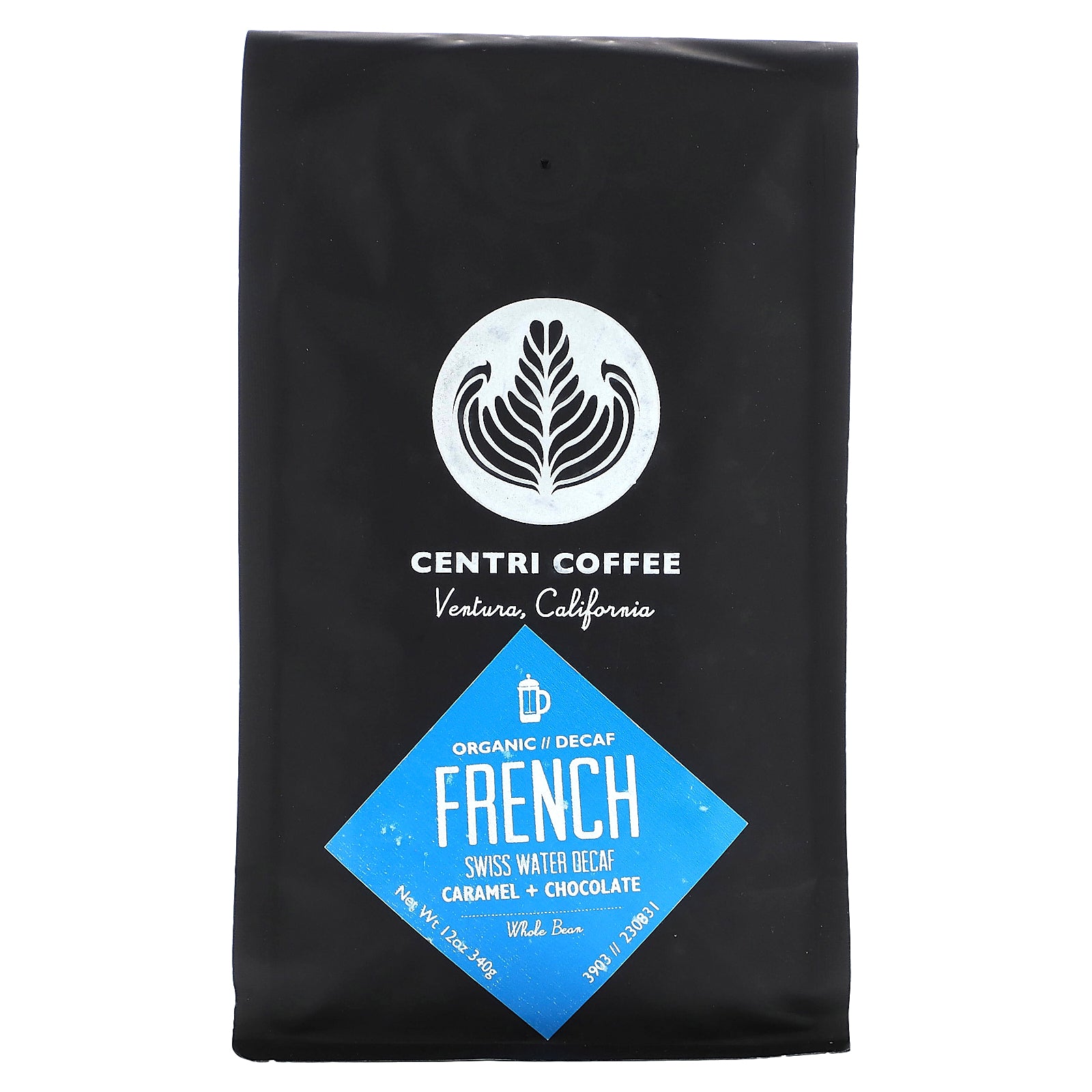 Centri Coffee, Centri Coffee, Organic French, Whole Bean, Decaf, 12 oz (340 g)