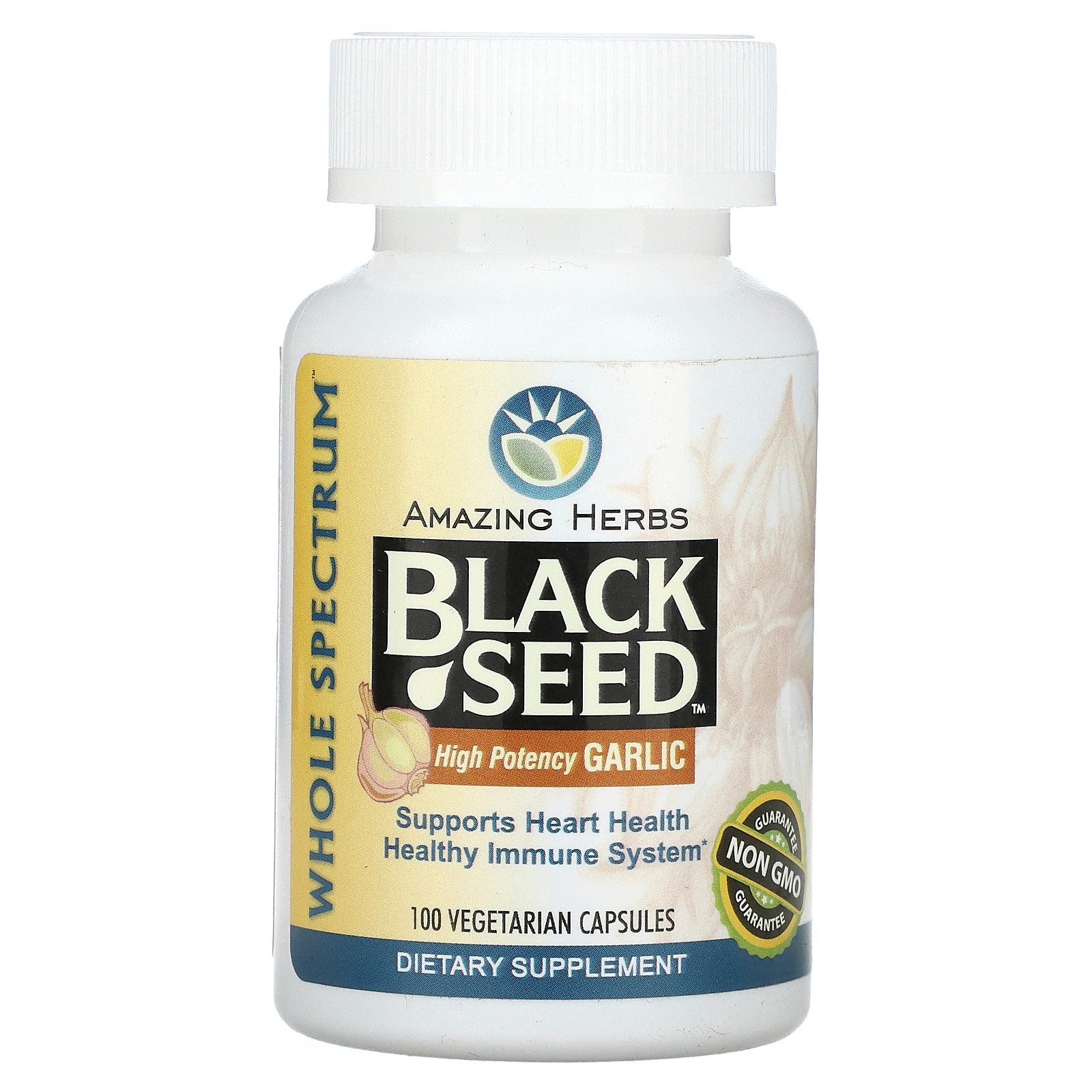 Amazing Herbs, Black Seed, High Potency Garlic, 100 Vegetarian Capsules