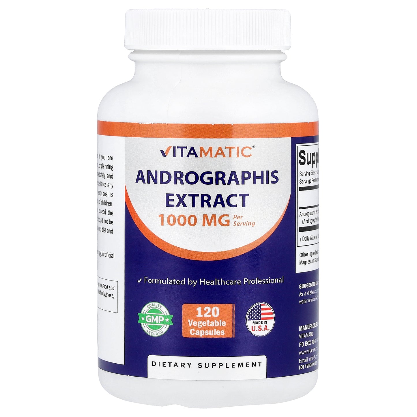 Vitamatic, Andrographis Extract, 120 Vegetable Capsules (500 mg per Capsule)