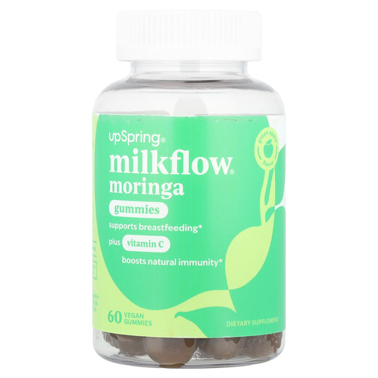 UpSpring, Milkflow®, Moringa Gummies Plus Vitamin C, Green Apple, 60 Vegan Gummies