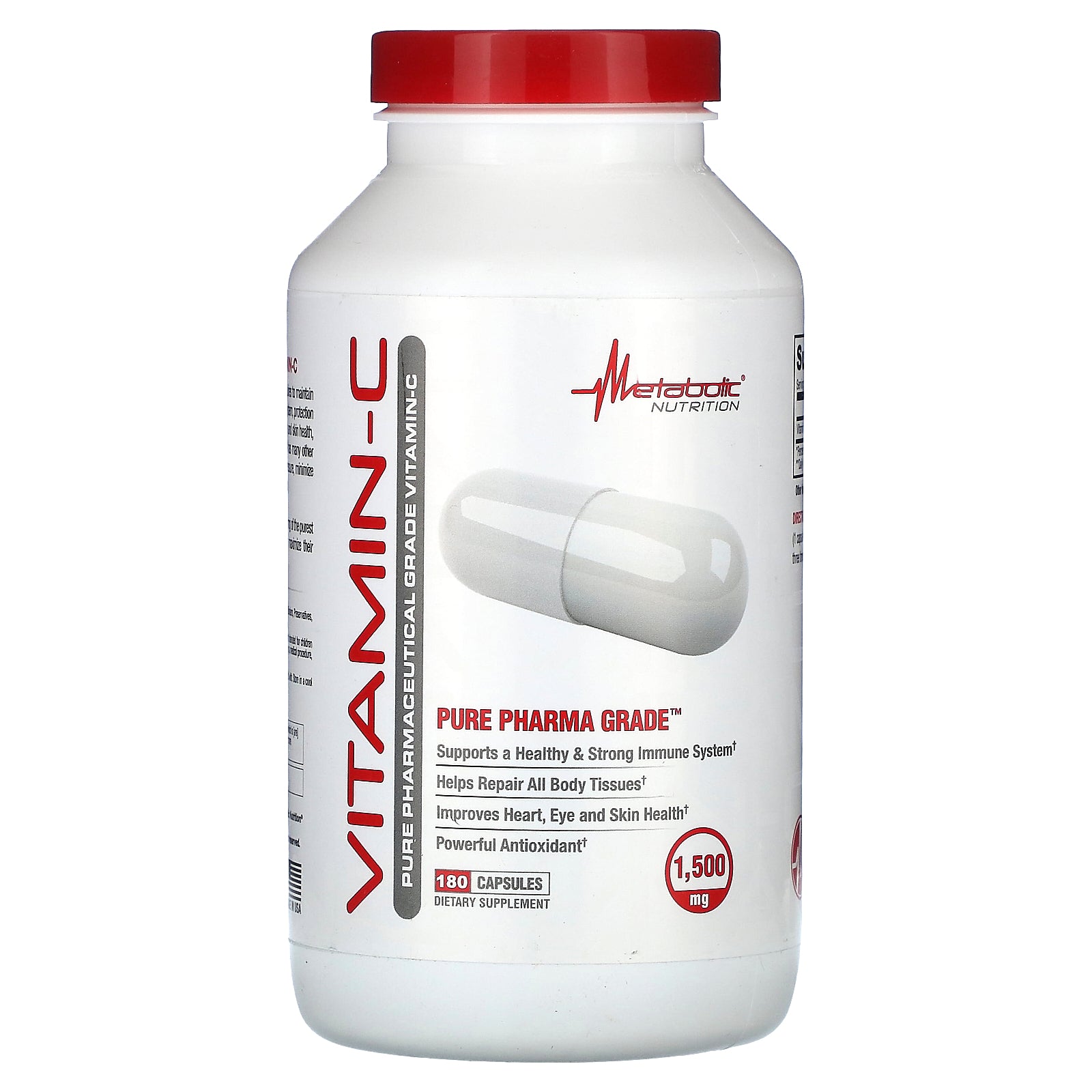 Metabolic Nutrition, Vitamin-C, 180 Capsules (750 mg per Capsule)