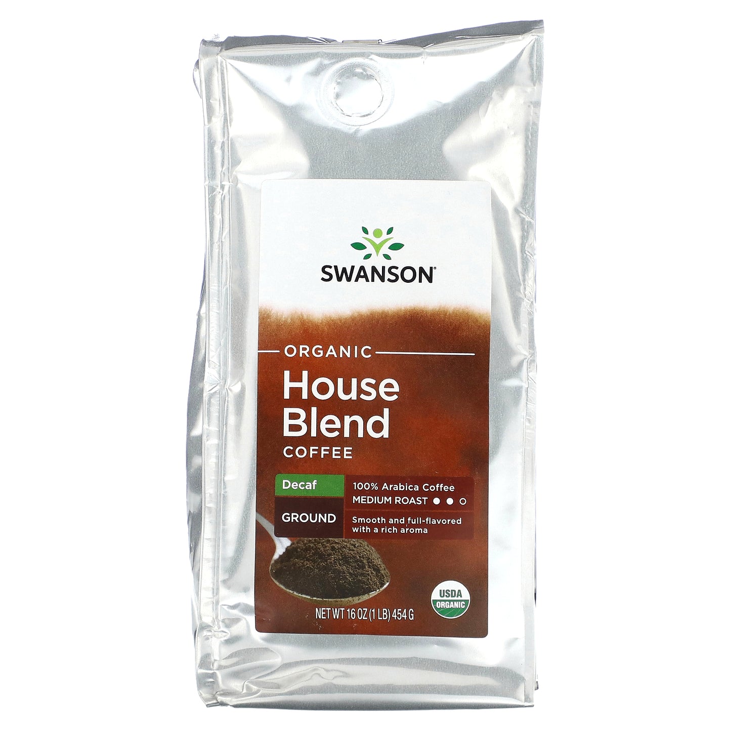 Swanson, Organic House Blend Coffee, Ground, Medium Roast, Decaf, 1 lb (454 g)