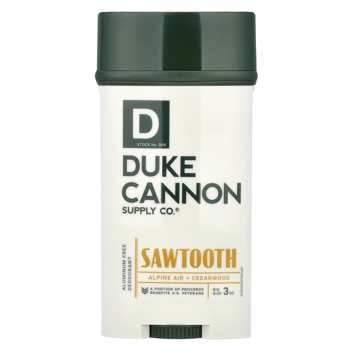 Duke Cannon Supply Co., Aluminum Free Deodorant, Sawtooth, Alpine Air + Cedarwood, 3 oz