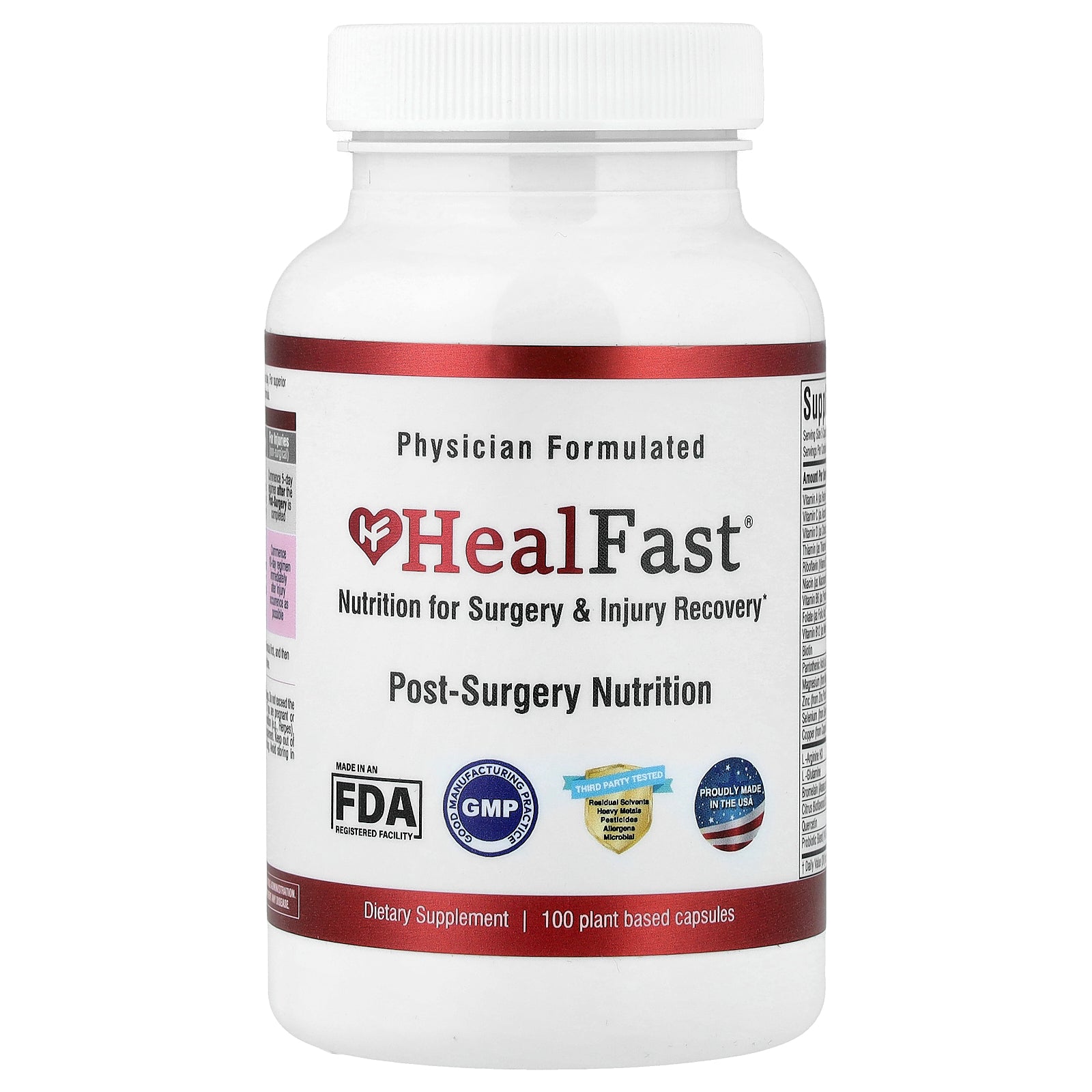 HealFast, Post-Surgery Nutrition, 100 Plant Based Capsules