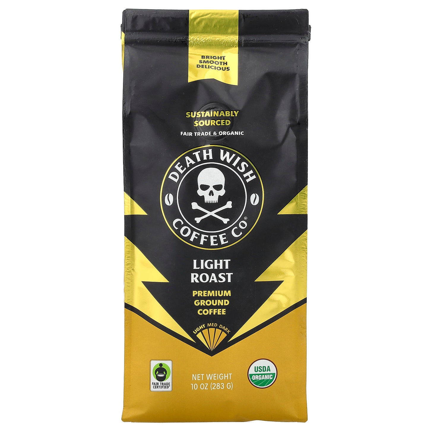 Death Wish Coffee, Premium Ground Coffee, Light Roast, 10 oz (283 g)