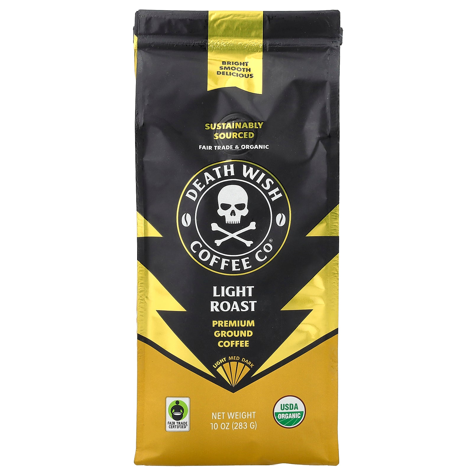 Death Wish Coffee, Premium Ground Coffee, Light Roast, 10 oz (283 g)