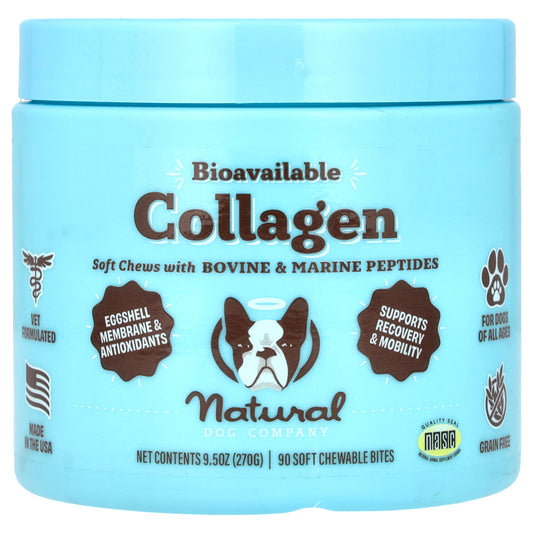 Natural Dog Company, Bioavailable Collagen, For Dogs, All Ages, 90 Soft Chewable Bites, 9.5 oz (270 g)