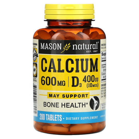 Mason Natural, Calcium Plus D3, 200 Tablets