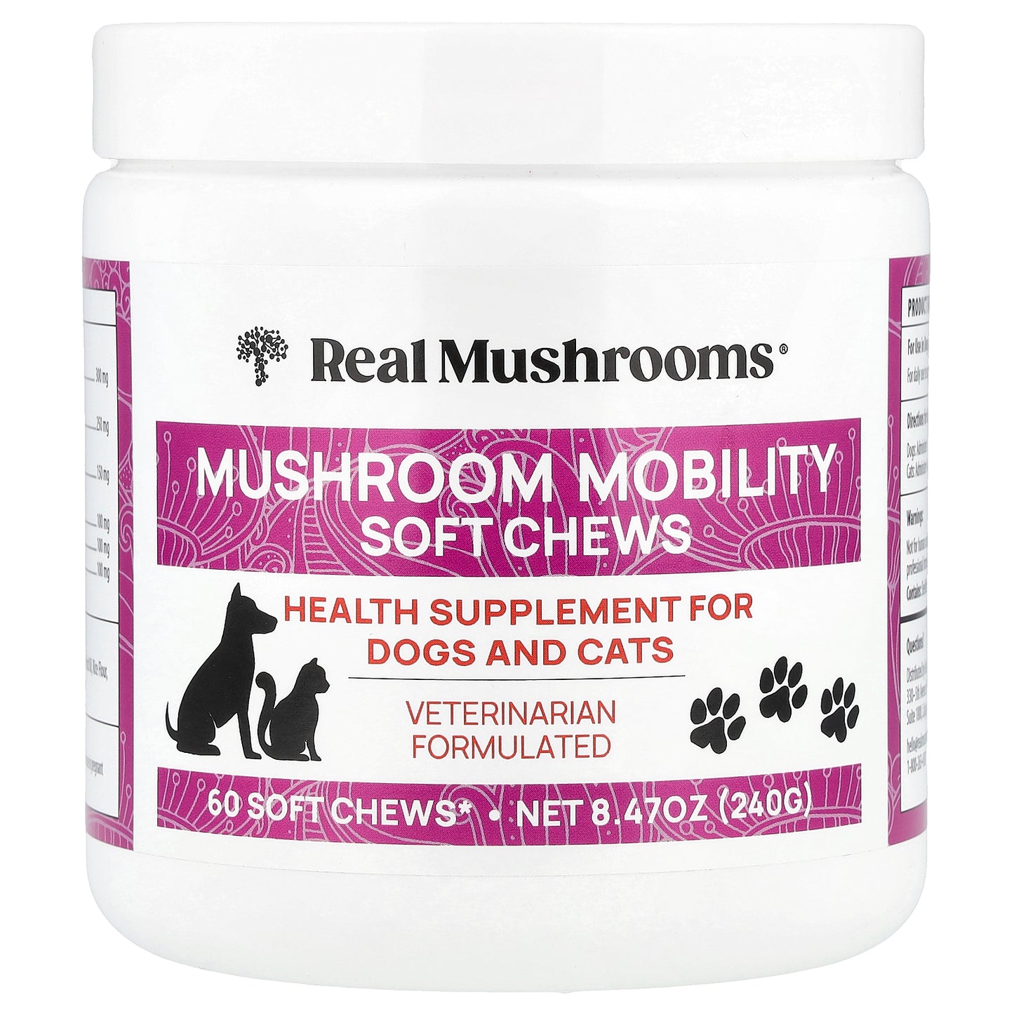Real Mushrooms, Mushroom Mobility Soft Chews, For Dogs and Cats , 60 Soft Chews, 8.47 oz (240 g)