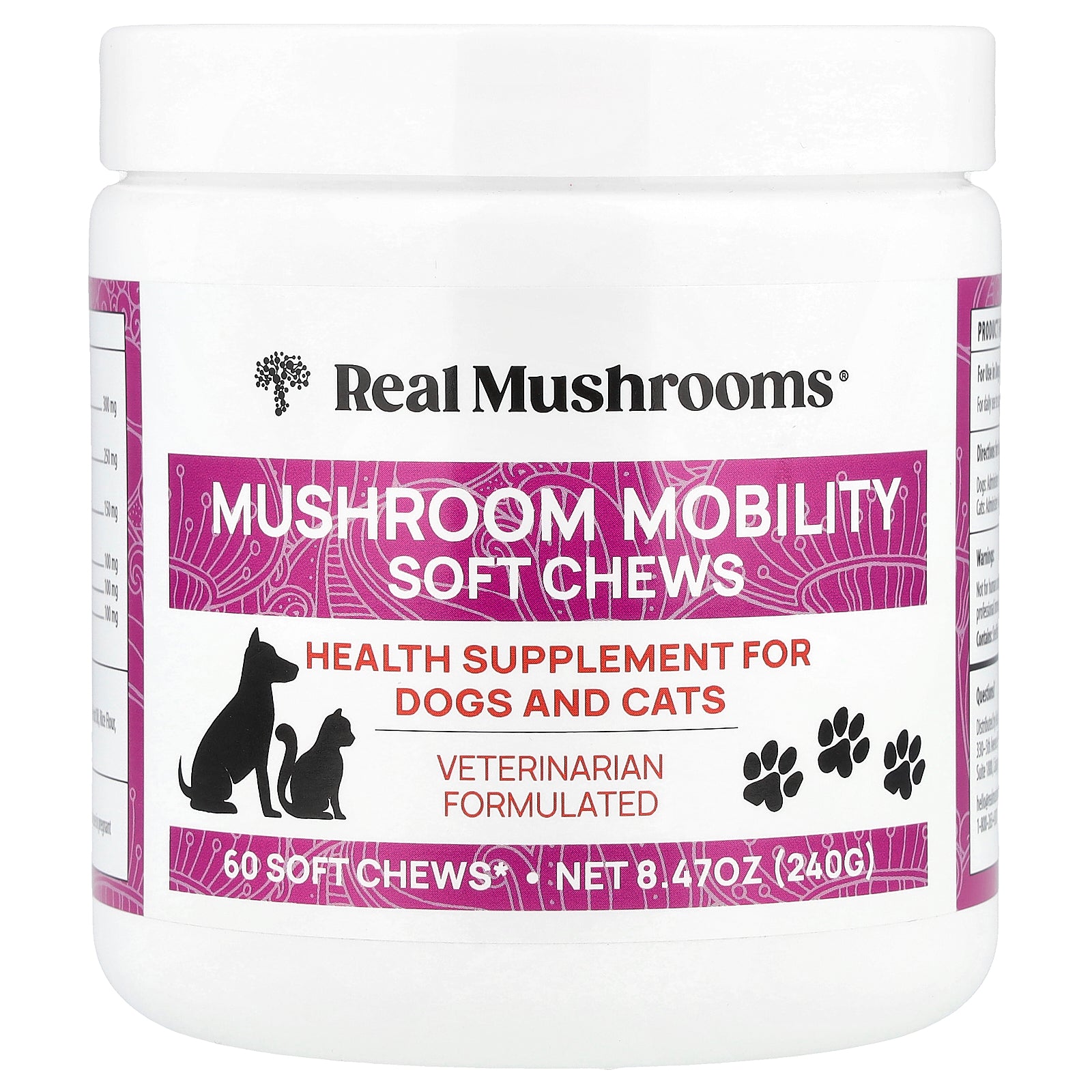 Real Mushrooms, Mushroom Mobility Soft Chews, For Dogs and Cats , 60 Soft Chews, 8.47 oz (240 g)
