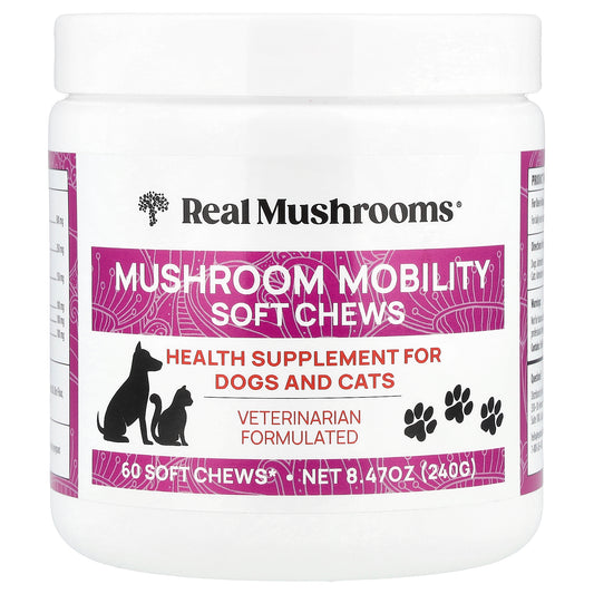 Real Mushrooms, Mushroom Mobility Soft Chews, For Dogs and Cats , 60 Soft Chews, 8.47 oz (240 g)