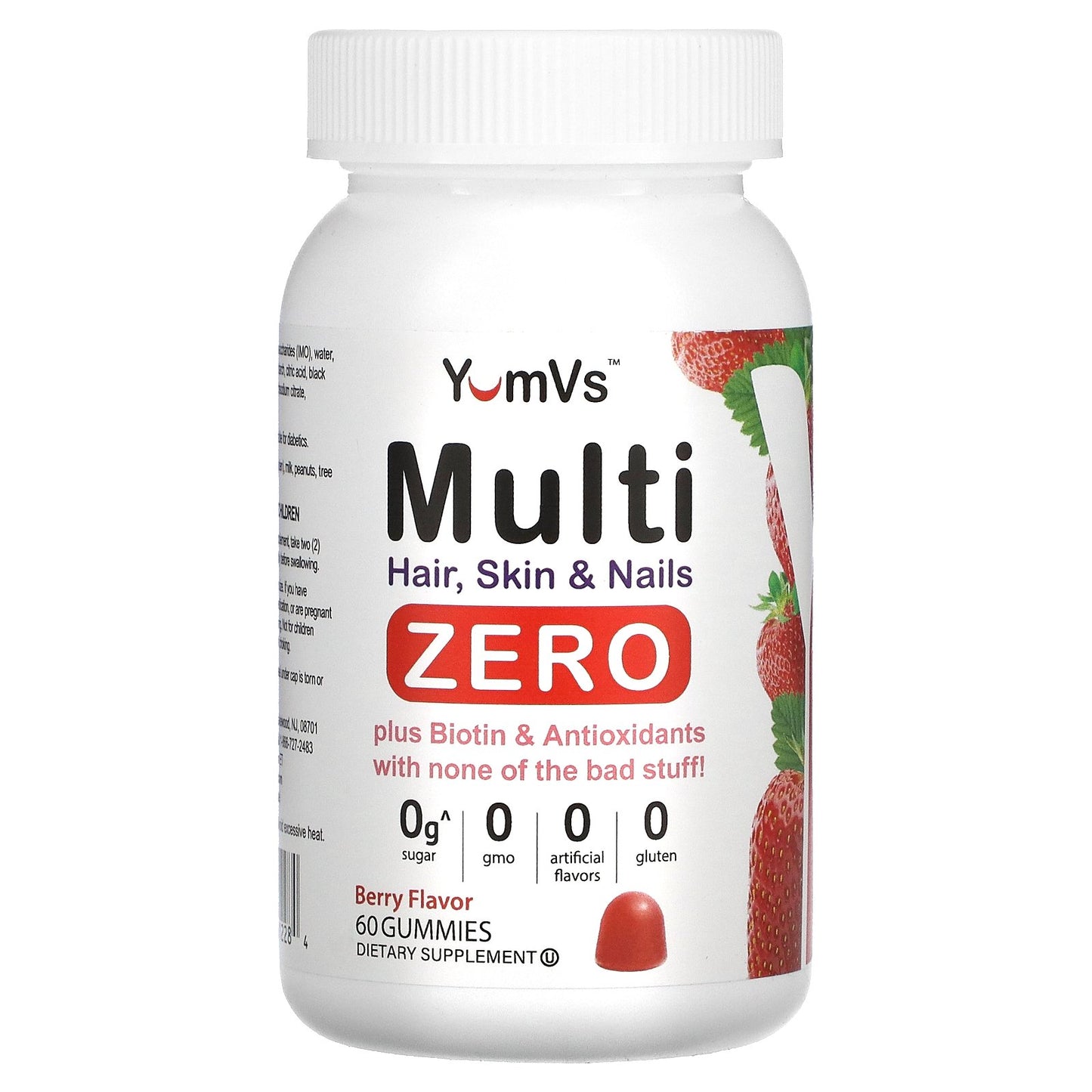 YumV's, Multi, Hair, Skin & Nails Zero, Berry, 60 Gummies