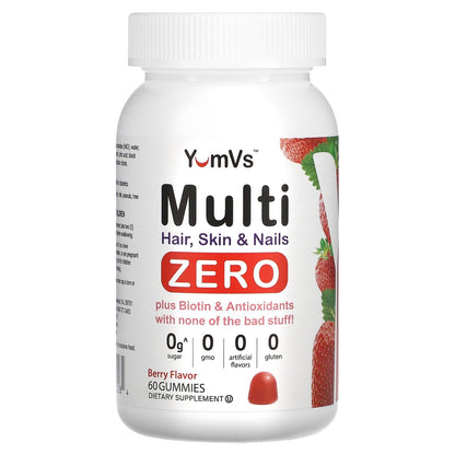 YumV's, Multi, Hair, Skin & Nails Zero, Berry, 60 Gummies