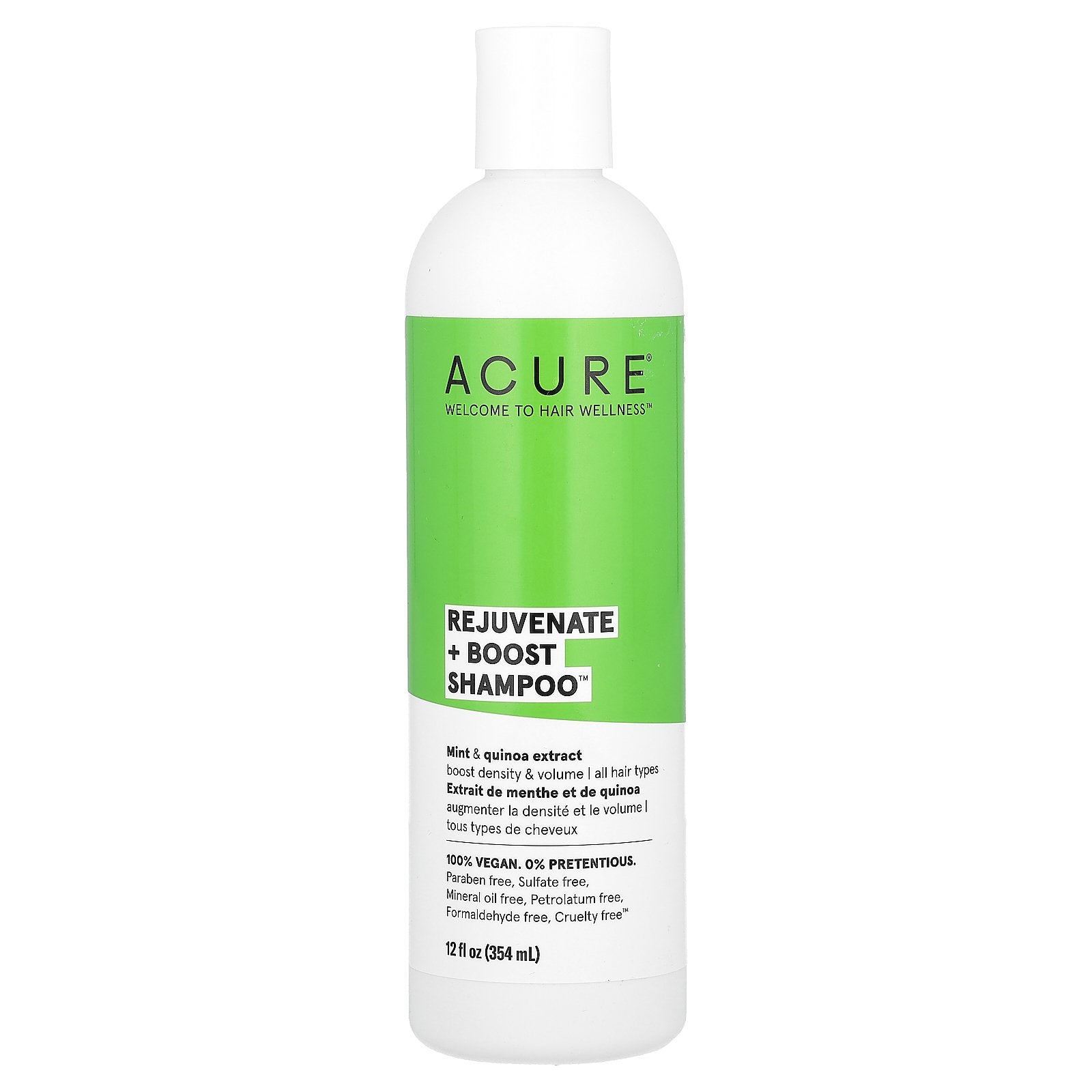 ACURE, Rejuvenate + Boost Shampoo, All Hair Types, Mint & Quinoa Extract, 12 fl oz (354 ml)