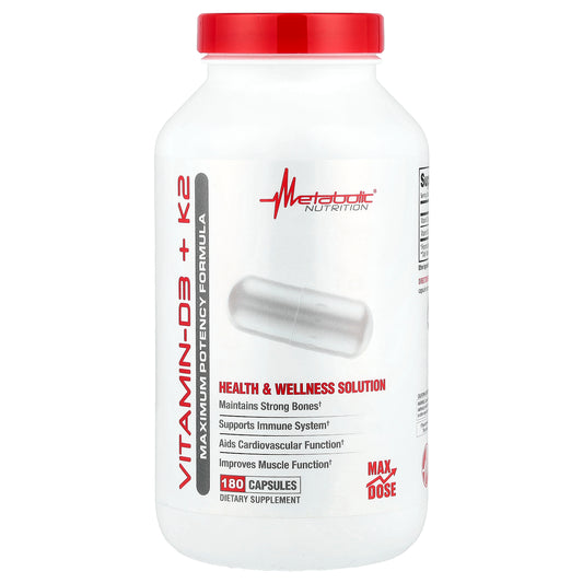 Metabolic Nutrition, Vitamin D3 + K2, 180 Capsules