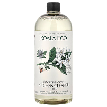 Koala Eco, Natural Multi-Purpose Kitchen Cleaner, Refill, Australian Lemon Myrtle & Mandarin Essential Oil, 33.8 fl oz (1 l)