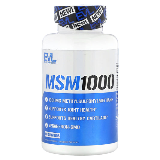 EVLution Nutrition, MSM 1000, 1,000 mg, 120 Veggie Capsules (500 mg per Capsule)