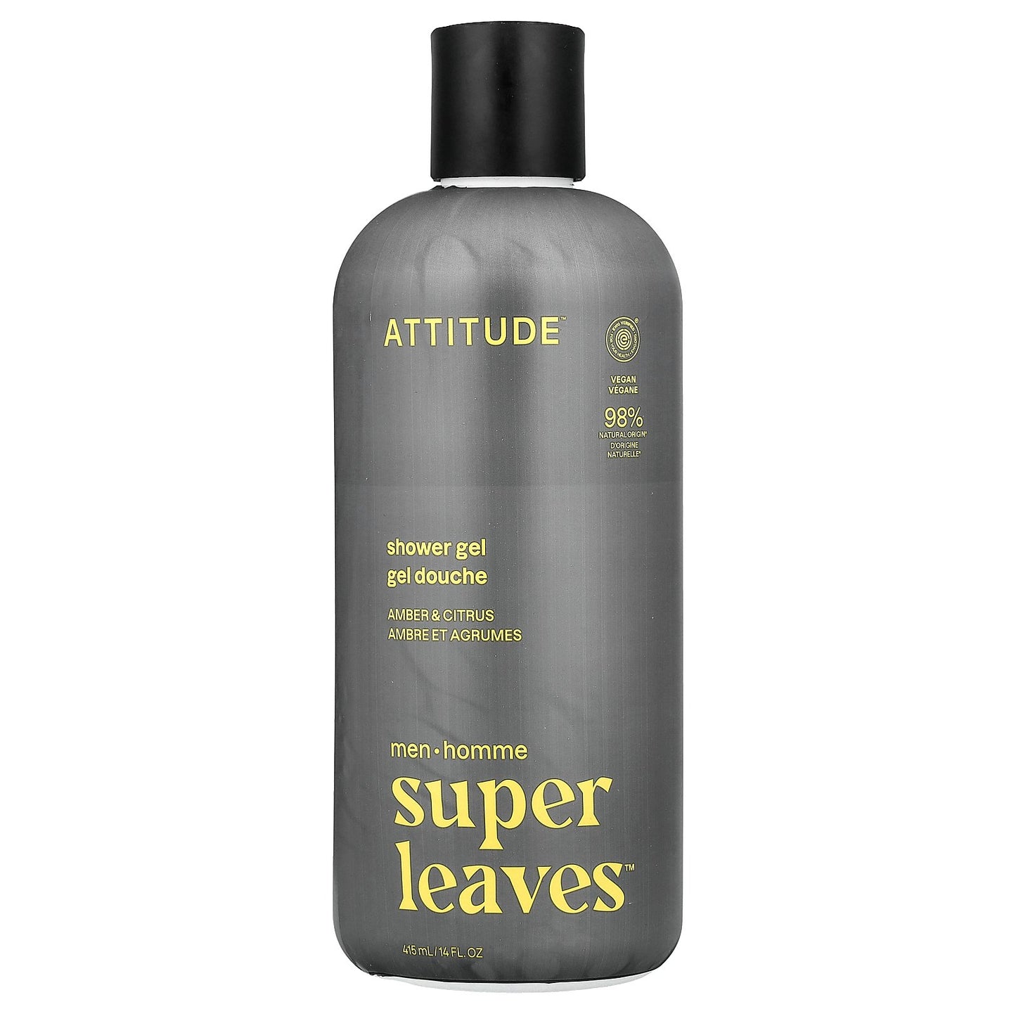 ATTITUDE, Super Leaves™, Shower Gel, For Men, Amber & Citrus, 14 fl oz (415 ml)
